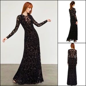 BCBGMaxAzria Burnout Velvet Velour Mermaid Gown